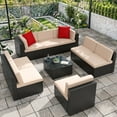 thumbnail image 5 of Homall 9 Pieces Rattan Patio Furniture Conversation Set Outdoor Sectional Sofa for Backyard,Beige, 5 of 8