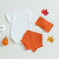 thumbnail image 7 of Newborn Baby Girl Halloween Outfit Baby Boo Short Sleeve Romper +Ribbed Ruffled Shorts +Headband Set Infant Fall Cute Clothes, 7 of 7