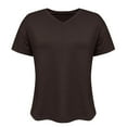thumbnail image 6 of SYMOID Fashion Womens Misses Casual Solid Color Short Sleeve V-Neck Pull-On Blouse for Party and Casual Occasions,Brown,Size M, 6 of 7