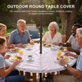 thumbnail image 3 of Round Outdoor Tablecloth with Umbrella Hole and Zipper, Pink Palm Tree Tablecloth with Elastic Waterproof, Summer Tropical Plants Leaves Vintage Flowers Patio Table Covers for 55" - 60" Pool Tables, 3 of 9