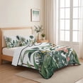 thumbnail image 5 of Quilts Twin Size Bedding Set, Summer Palm Tree Lightweight Quilted Comforter, Tropical Botanical Floral Coastal Soft Reversible Bedspread Coverlet with Pillow Covers for All Season, 68" x 86", 5 of 9