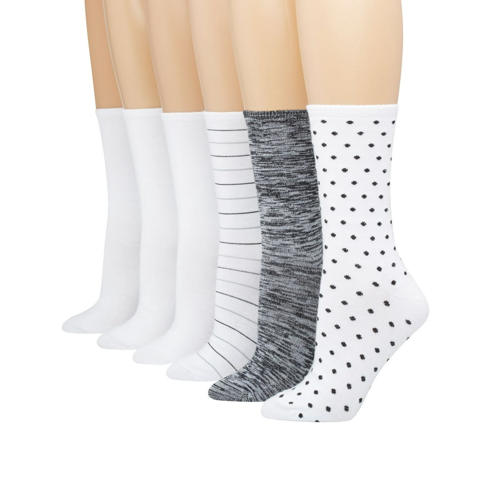 Hanes - Women's ComfortBlend Crew Socks - 6 Pair, Multiple colors ...