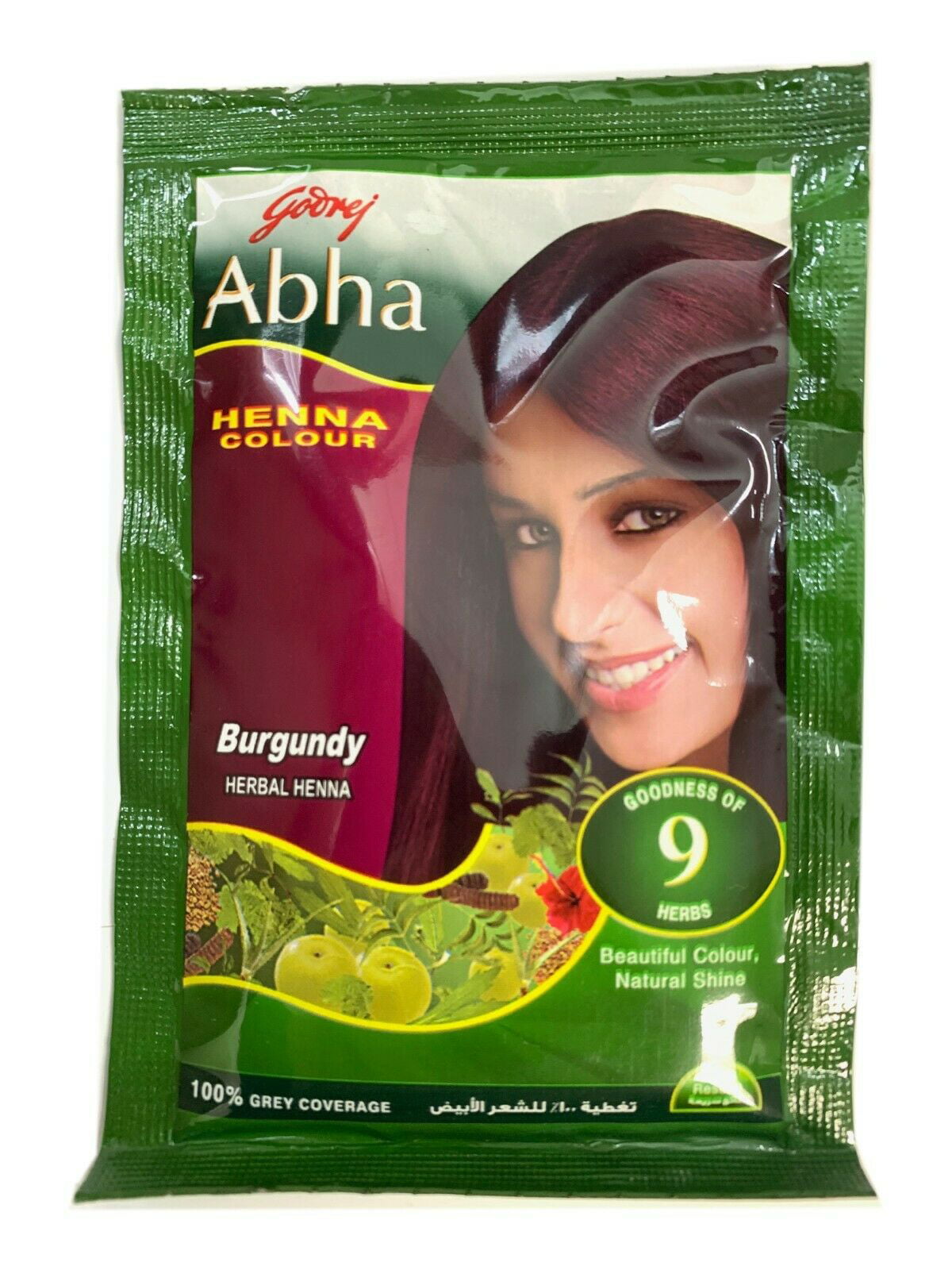 GODREJ Abha Henna Powder Best Hair Color Burgundy Natural Black Natural  Brown Shade Burgundy - 1 Application Sache... 