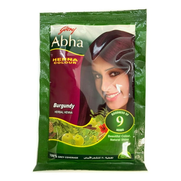 GODREJ Abha Henna Powder Best Hair Color Burgundy Natural Black Natural