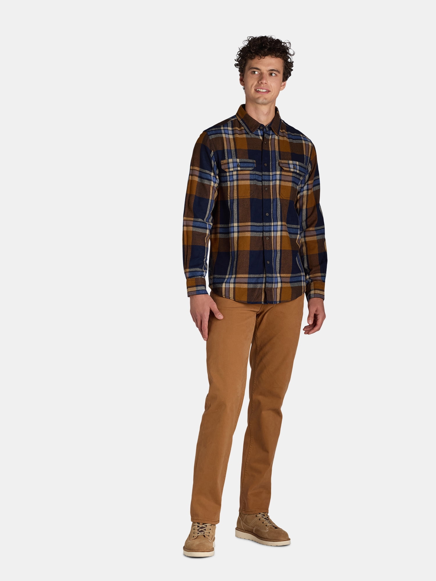 2000 Long Sleeve Plaid Color Base, Red, White