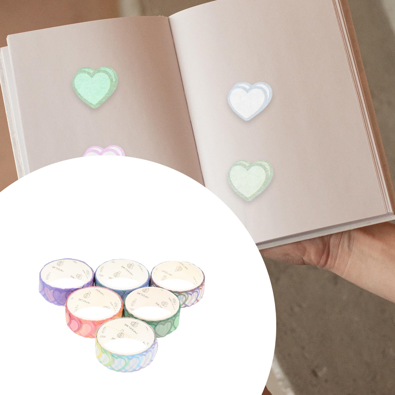 Masteelf 18 Rolls Decorative Washi Tape Set with Heart Patterns for Scrapbooking, Crafts, Journaling, Mixed Color Stickers