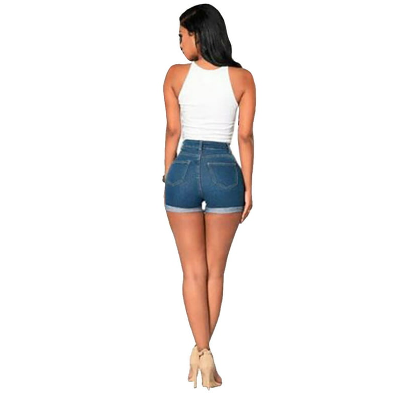  Gamivast Womens Ripped Jean Shorts with Bling Fringe High  Waisted Slim Fit Jean Shorts High Rise Butt Lifting Denim Shorts for Women  Trendy Blue Jean Shorts : Sports & Outdoors