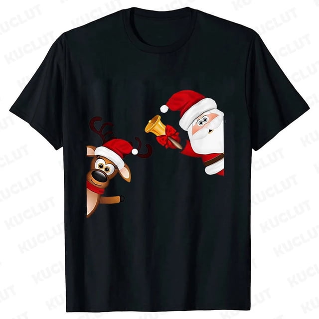 Camiseta de Feliz Navidad para mujer, Tops con estampado de renos de Papá Noel, ropa informal estilo Hip Hop, pantalón corto informal, camiseta de manga, ropa femenina