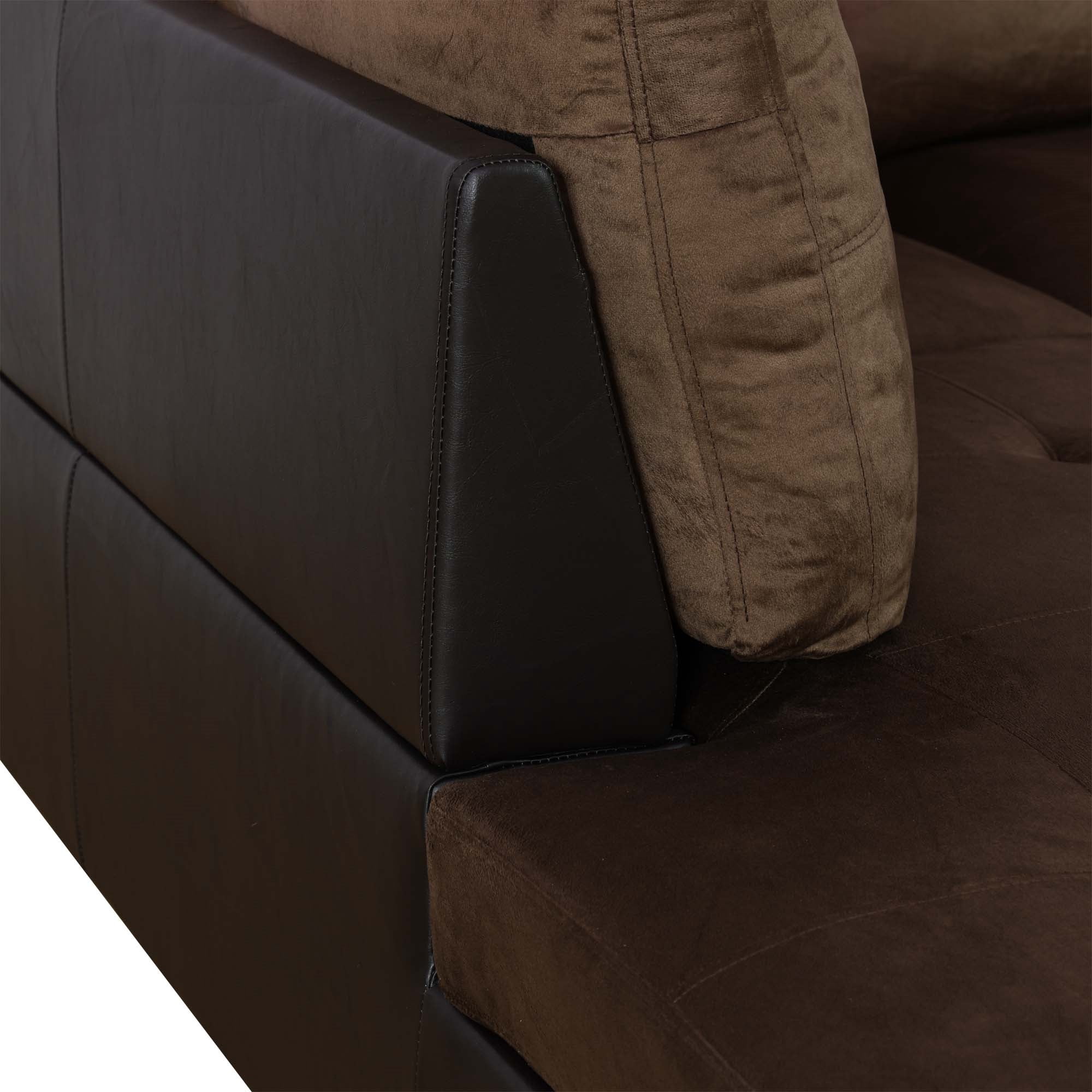 Aukfa Sectional Sofa, 3 Piece Living Room Couch with Storage Ottoman, Left Facing Chaise, Brown