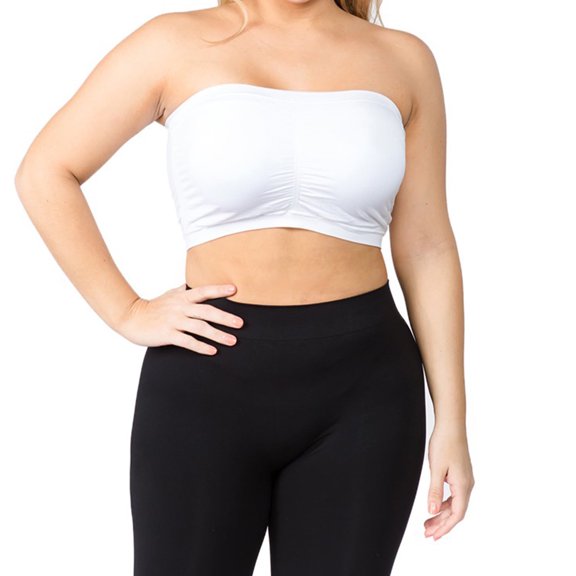 LAVRA Women's Plus Size Bandeau Bra, Strapless Basic Layer Tube Top with Removable Padding 2X 3X 4X
