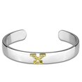 thumbnail image 1 of Alamode LO3635-6.75 Women Reverse Two-Tone White Metal Bangle with Top Grade Crystal in Clear - 6.75 in., 1 of 1