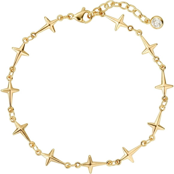 Gold Chain Bracelet For Women 14K Gold Plated Dainty Bracelets With Adjustable Chain Cute Bracelet Gold Trendy Jewelry[J3431]
