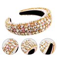 thumbnail image 3 of Women Baroque Jewelry Chain Bandana Thick Sponge Colorful Glass Drill Hair Hoop, 3 of 4