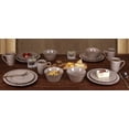 thumbnail image 3 of Stylish and Elegant 16 Piece Stoneware Dinnerware Service Set for 4 People - Distressed Weave, Mocha, 3 of 6