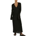 thumbnail image 2 of Liacowi  Women’s Sexy See Through Long Sleeve Deep V Neck Bodycon Maxi Dress Floral Lace Cocktail Party Cover Up, 2 of 6