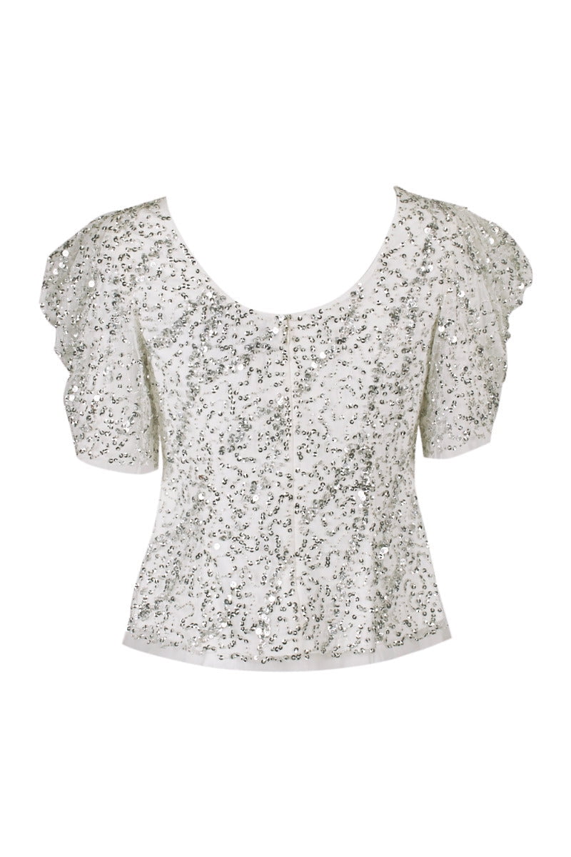 alex evenings embellished mesh blouse