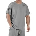 thumbnail image 2 of LYEAA Loose Workout Shirts Men Short Sleeves Crew Neck Athletic Summer Pullover T-shirts Solid Training Casual Soft Comfortable Breathable Men's Tops Gray XL, 2 of 9
