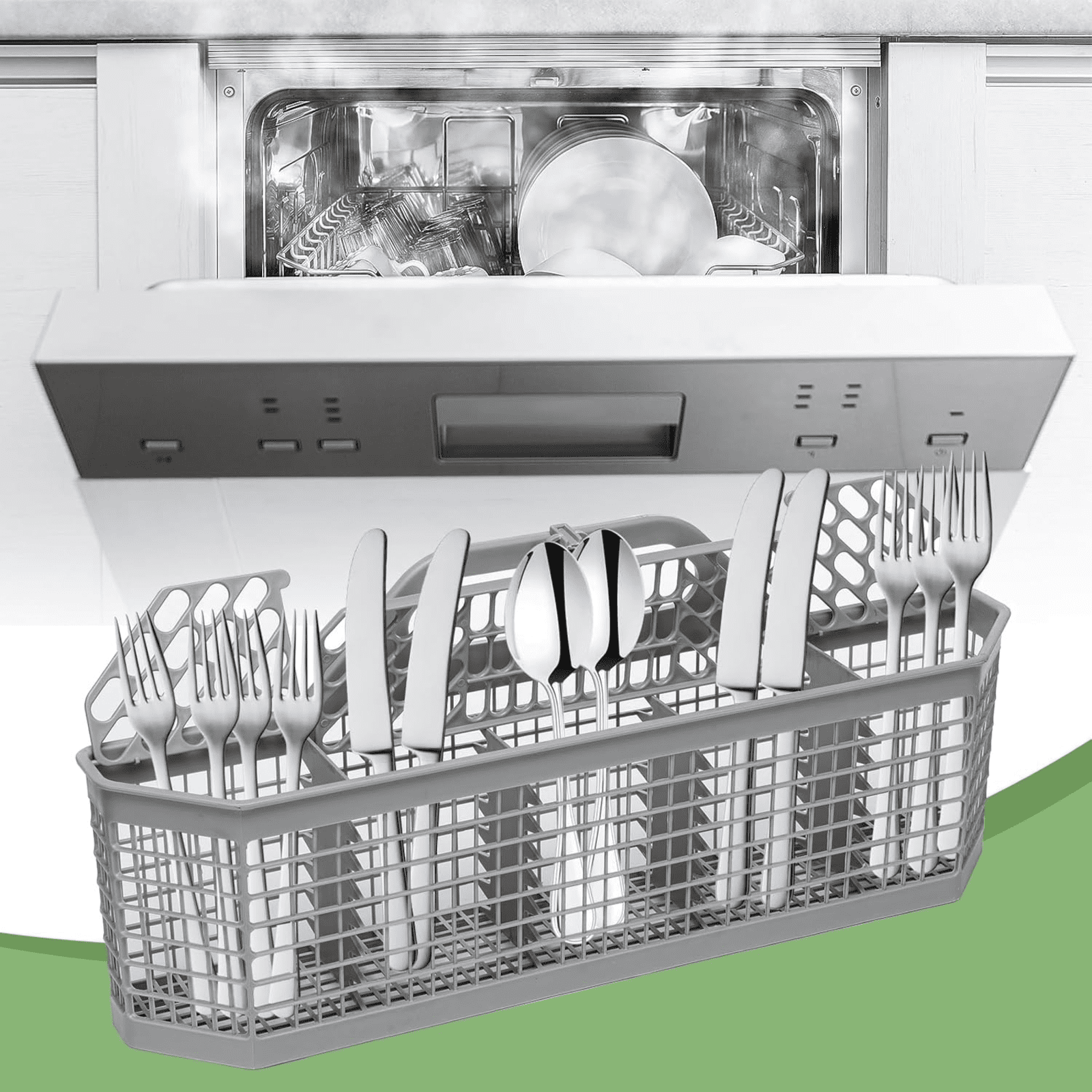 FRTDNE Universal Dishwasher Silverware Basket,for GE Dishwasher,Compatible with Part No. WD28X10128, EA959351, WD28X10132, PS959351, WD28X10127, AH959351, WP8562043