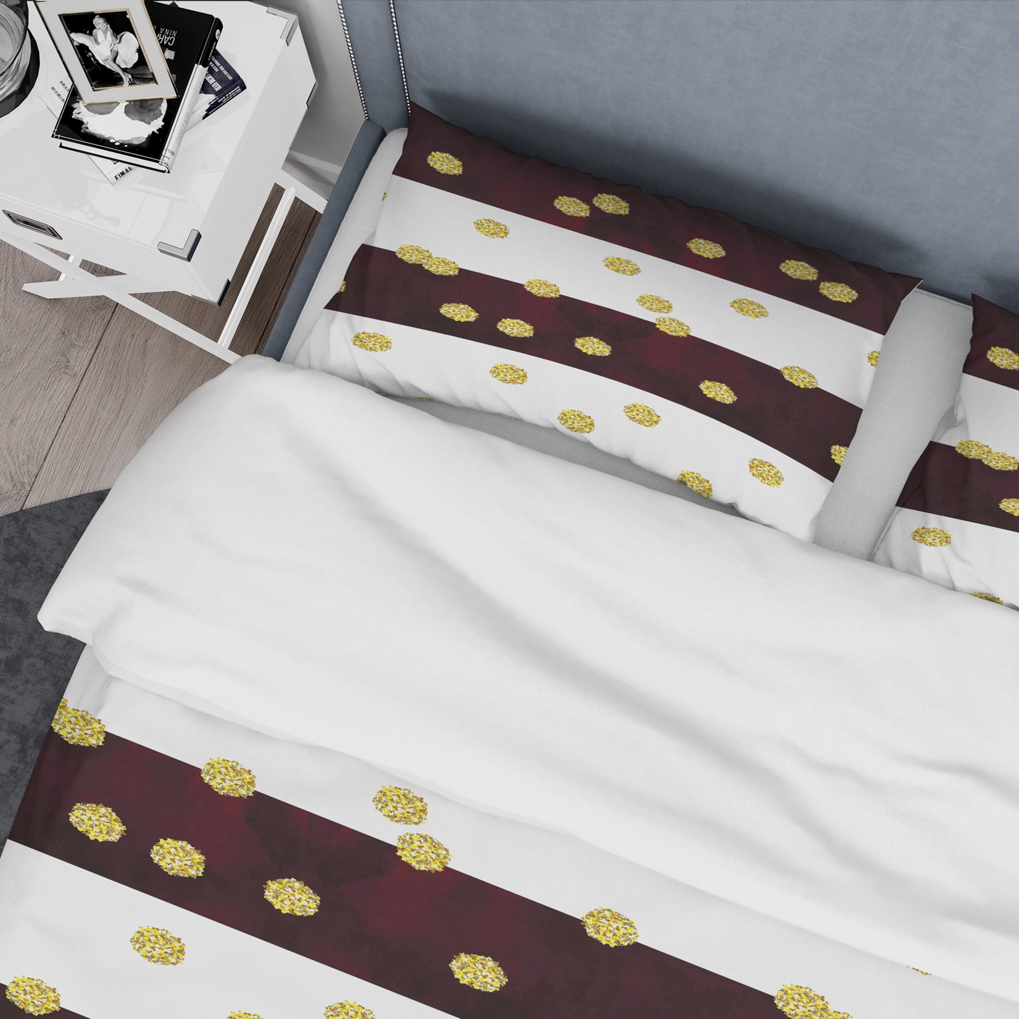Designart 'Gold Polka Dot Pattern I' Mid-Century Modern Duvet Cover Set