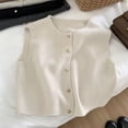 thumbnail image 3 of C.New S Otoño Nuevo Cárdigan para Mujer Coreano Elegante Tejido Sin Mangas Suéter Casual Femenino Tanques Moda Entallada Tops Casuales para Damas, 3 of 5