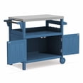 thumbnail image 4 of FUNDAZE HDPE Outdoor Grill Cart with Storage, Kitchen Island on Wheels, BBQ Prep Table with Stainless Steel Top, Movable Serving Counter for Garden, Poolside, Backyard, Navy Blue, 4 of 8