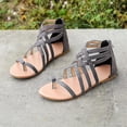 thumbnail image 3 of Lishi Comfy Open Toe Women's Solid Color Zipper Sandals for Summer Beach, 3 of 5