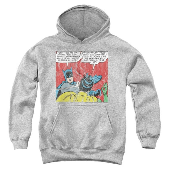 Batman Bat Slap 1 Kids Pull-Over Hoodie (X-Large) for Youth Boys and Girls, Athletic Heather