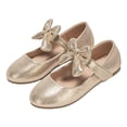 thumbnail image 4 of newwalpole Toddler/Little Kid Girl's Angela Dress Mary Jane Ballet Flats Bow Flower Girl Wedding Party Ballerina Flat Shoes Gold for Size 2, 4 of 6