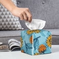 thumbnail image 6 of Naloa Sunflowers Tissue Box CoverLeather Tissue Holder Square Facial Tissue Case Facial Paper Organizer Dispenser for Bathroom, Vanity Countertop, Tabletop, Car, 6 of 8