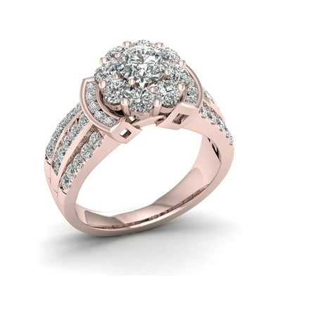 Imperial 2ct TDW Diamond 14K Rose Gold Flower Burst Engagement Ring