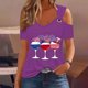 thumbnail image 2 of Tops de Hombro Frío para las Mujeres Día de la Independencia Impreso Fuera Del Hombro Blusa con Cuello en V, Fuera Del Hombro de las Mujeres, 2 of 4