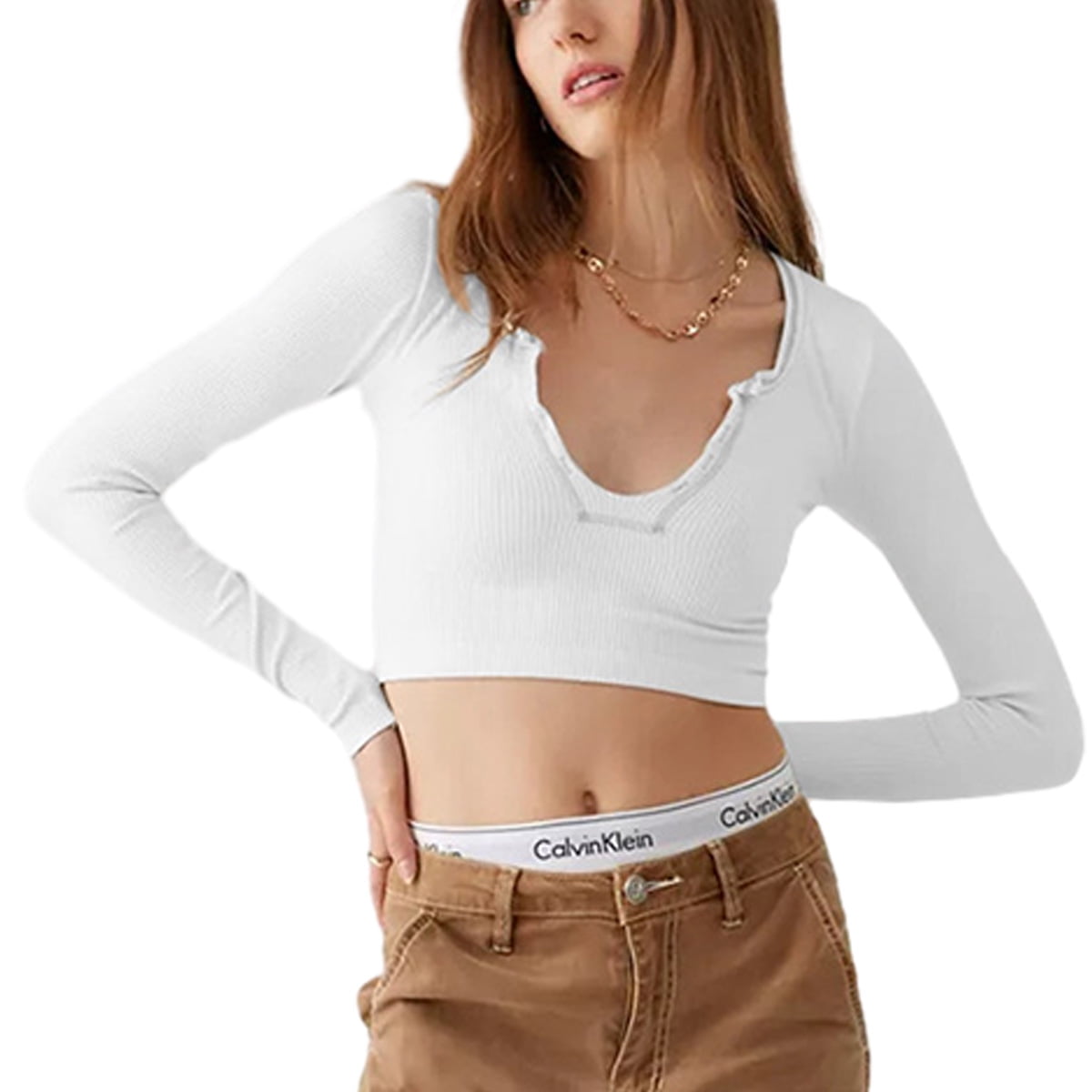 Blusas sexys para mujer camisas de manga larga blusas ajustadas de corte bajo escote en V camisas de otono blusas XS L Ormromra Walmart en linea