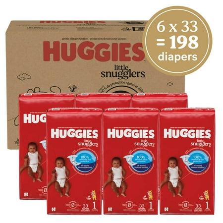 Huggies Little Snugglers Baby Diapers, Size 1 (8-14 lbs), 198 Ct (Select for More)