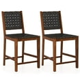thumbnail image 1 of Costway Woven Bar Stools Set of 2 Counter Height Dining Chairs Faux PU Leather Kitchen, 1 of 8