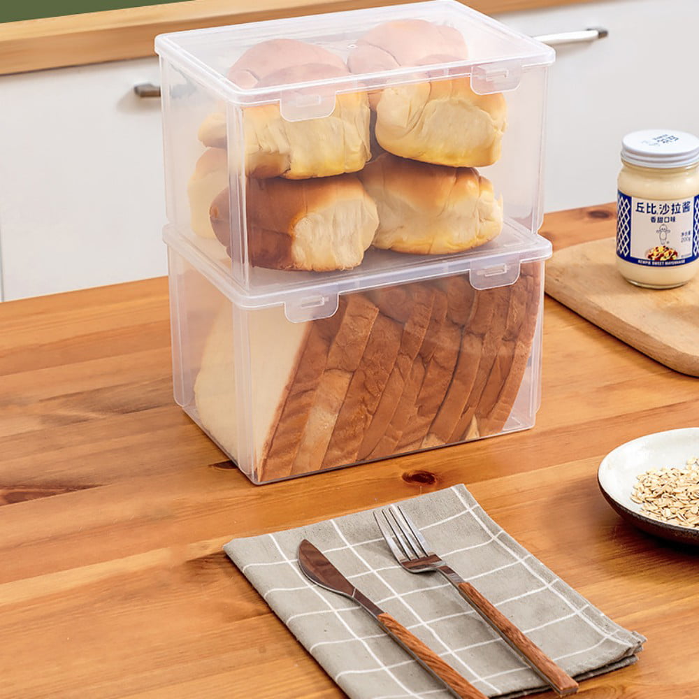 PAIKON Bread Box For Kitchen Countertop, Large Bread Storage, Bread Keeper  For Homemade,Clear Airtight Bread Container with Lids, Tongs, Time
