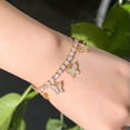 thumbnail image 3 of CZ Butterfly Charm Necklace Adjustable Bracelet Shiny Yellow Gold Plated Jewelry, 3 of 9