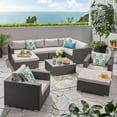 thumbnail image 2 of Noble House Santa Rosa 10 Piece Outdoor Wicker Sectional Sofa in Gray and Silver, 2 of 90