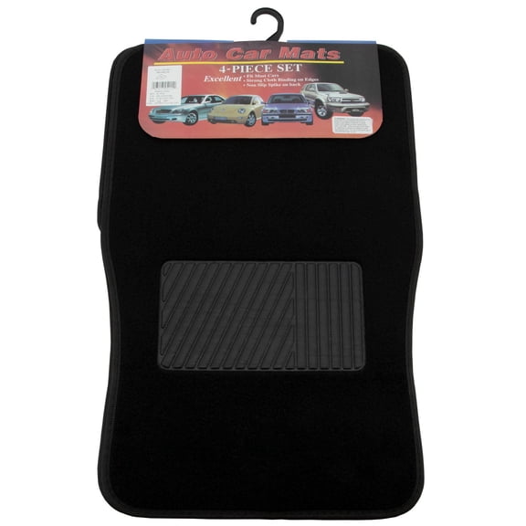 Car Mats 4pc Set 2-Front, 2-Back, Black