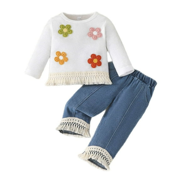 Nvatorfox Toddler Outfit Set Baby Flower Cloth With Jeans Size 6M-3Y