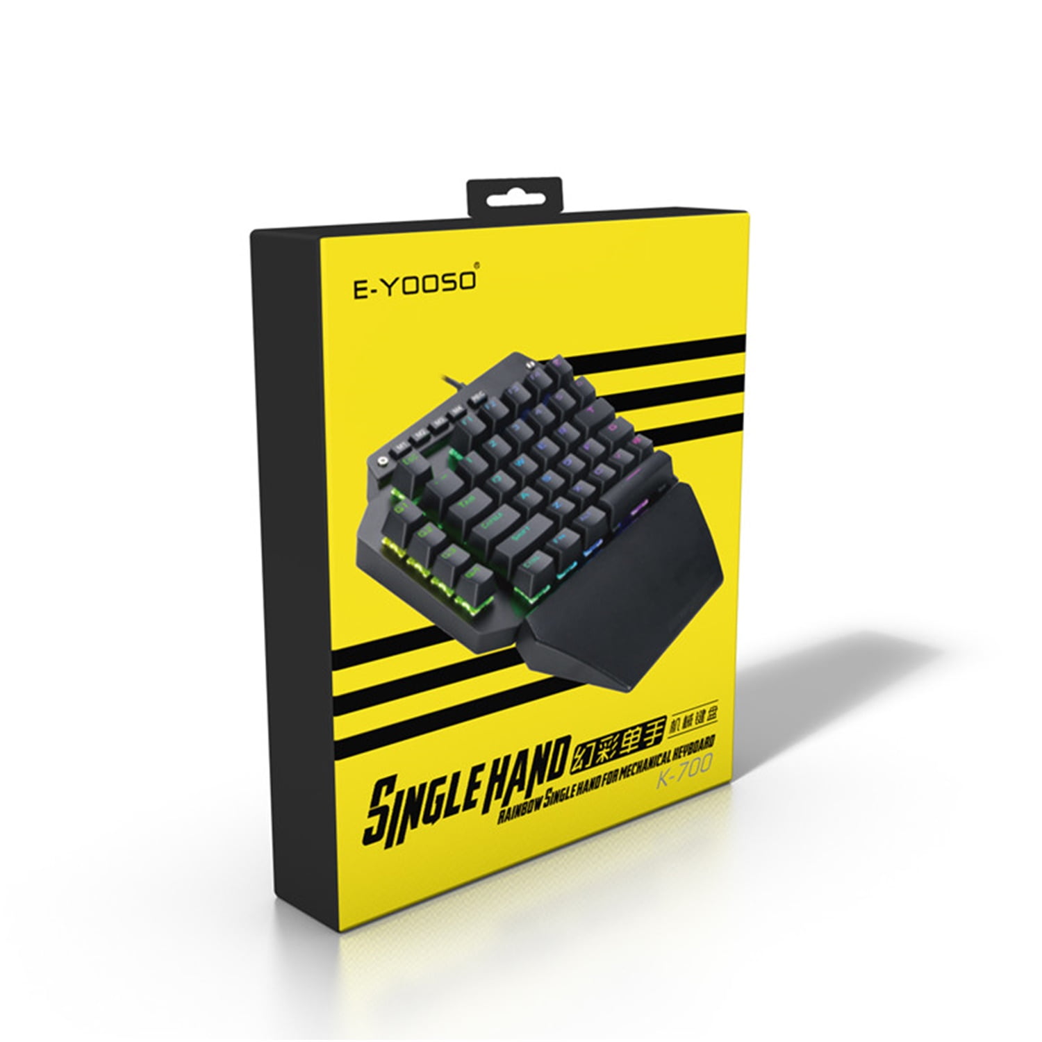 E-Yooso K700 One-Handed 44-Key USB Wired Mechanical Gaming Keyboard RGB Backlight Plug and Play Suitable for Desktop, Laptop