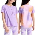 thumbnail image 2 of Spazoro Toddler Girls T-shirts, with Gradient Color Activewear Sport Crewneck Summer Short Sleeve Tops Purple Size 4-16T, 2 of 4