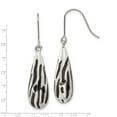 thumbnail image 2 of Stainless Steel Shepherd hook Black Resin Striped Polished Long Drop Dangle Earrings 35x9mm Wide Dangle Earring for Wome, 2 of 2