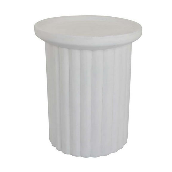 Accent Plant Stand Table, 21 Inch White Resin, Spacious Round Top