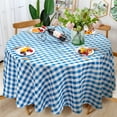 thumbnail image 3 of Costway 90'' Polyester Tablecloth for Round Table Wrinkle Free & Stain Resistant Buffalo Plaid Table Cover Navy, 3 of 12