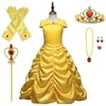thumbnail image 1 of Vestido de princesa para niñas, disfraz de Elsa, Reina de la nieve, campana, ropa de Halloween, vestidos de fiesta de cumpleaños para niños con conjunto de corona, 2023 Fivean unisex, 1 of 1