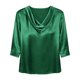 thumbnail image 2 of TaTaai 2026 Spring Women’s Cowl Neck Draped Tee 3/4 Sleeve Loose Blouse Casual Solid Color Fashion Top Satin Texture Polyester Daily Shirt Gift, 2 of 5