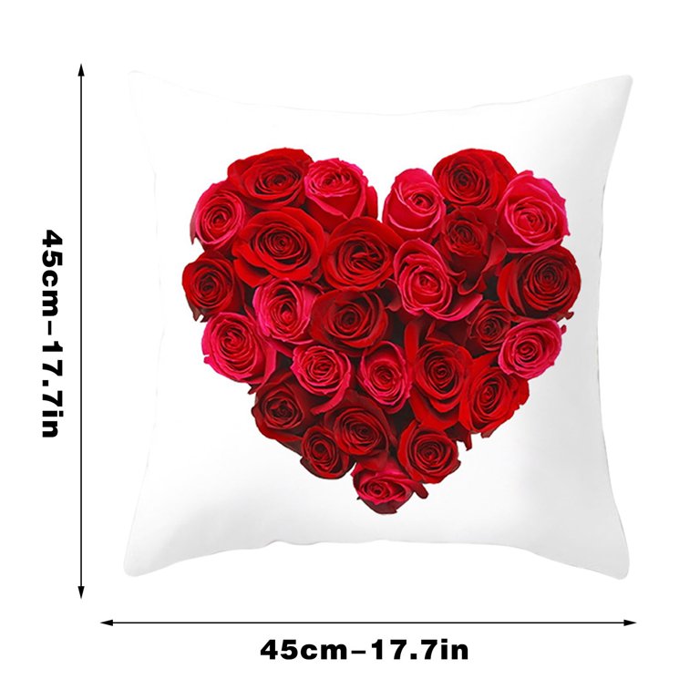 Valentines Day Pillow Covers 18x18 inch Set of 4 for Home Decor Truck Flower Red Heart and Love Bicycle Decor Valentines Day Throw Pillows Decorative