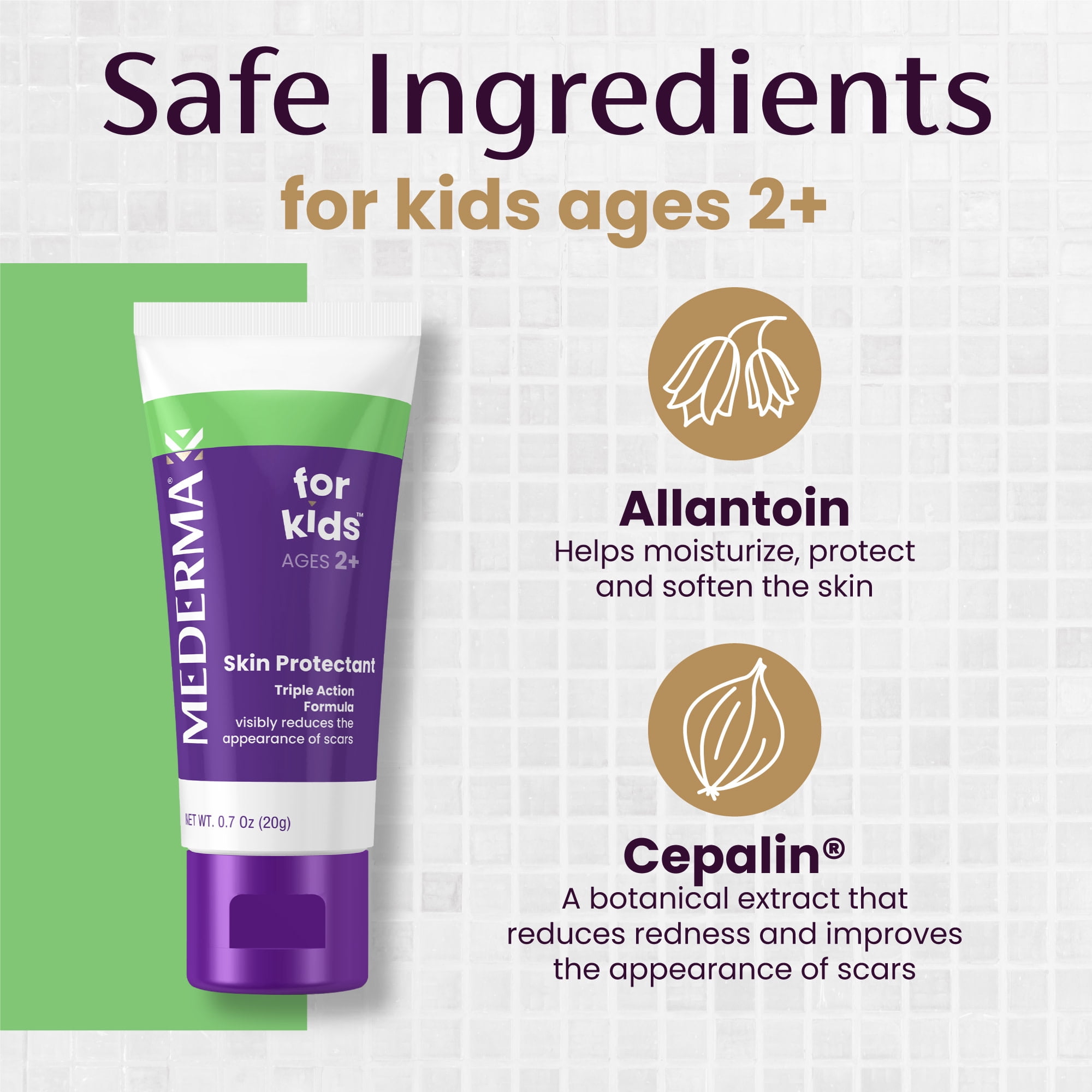 Mederma Scar Gel for Kids, Treatment for Old and New Scars, Grape Scented, Ages 2+, 0.7 Ounce