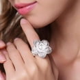 thumbnail image 5 of QQTDFG 925Sterling Silver Jewelry Large Fancy Flower Women's Open Up Ring RY116-default, 5 of 7