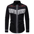 thumbnail image 2 of Blusa y camisa de manga larga con cuello vuelto para hombre, blusa informal de moda con botones bordados, blusa de manga larga con cuello vuelto, blusa de poliéster para hombre, 2 of 9